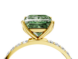 Yellow gold Fancy Green Princess  Solitaire Pavé Diamond Engagement Ring with Four-Prong Setting_4