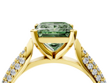Yellow gold Fancy Green Princess  Solitaire Pavé Diamond Engagement Ring with Four-Prong Setting_4