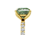 Yellow gold Fancy Green Princess  Solitaire Pavé Diamond Engagement Ring with Four-Prong Setting_5