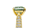 Yellow gold Fancy Green Princess  Solitaire Pavé Diamond Engagement Ring with Four-Prong Setting_5
