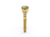 Yellow gold Fancy Green Princess  Solitaire Pavé Diamond Milgrain Engagement Ring with Four-Prong Setting_2