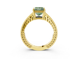 Yellow gold Fancy Green Princess  Solitaire Pavé Diamond Milgrain Engagement Ring with Four-Prong Setting_3