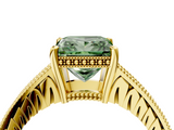 Yellow gold Fancy Green Princess  Solitaire Pavé Diamond Milgrain Engagement Ring with Four-Prong Setting_4