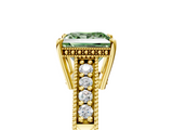 Yellow gold Fancy Green Princess  Solitaire Pavé Diamond Milgrain Engagement Ring with Four-Prong Setting_5