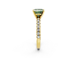 Yellow gold Fancy Green Princess  Solitaire Pave Diamond Engagement Ring with Four-Prong Setting_2