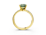 Yellow gold Fancy Green Princess  Solitaire Pave Diamond Engagement Ring with Four-Prong Setting_3