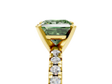 Yellow gold Fancy Green Princess  Solitaire Pave Diamond Engagement Ring with Four-Prong Setting_5