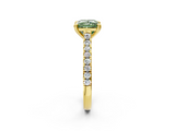 Yellow gold Fancy Green Princess  Solitaire Pave Diamond Engagement Ring with Prong Setting_2