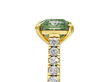Yellow gold Fancy Green Princess  Solitaire Pave Diamond Engagement Ring with Prong Setting_5
