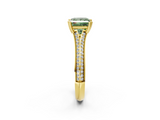 Yellow gold Fancy Green Princess  Solitaire Pave Split Shank Engagement Ring with Six-Prong Setting_2