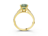 Yellow gold Fancy Green Princess  Solitaire Pave Split Shank Engagement Ring with Six-Prong Setting_3