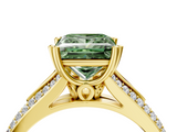 Yellow gold Fancy Green Princess  Solitaire Pave Split Shank Engagement Ring with Six-Prong Setting_4