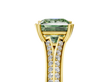 Yellow gold Fancy Green Princess  Solitaire Pave Split Shank Engagement Ring with Six-Prong Setting_5