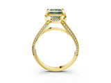 Yellow gold Fancy Green Princess  Solitaire Pave Split Shank Ring with Four-Prong Setting_84