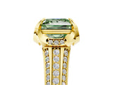 Yellow gold Fancy Green Princess  Solitaire Pave Split Shank Ring with Four-Prong Setting_86