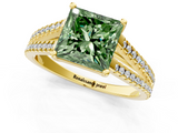 Yellow gold Fancy Green Princess  Solitaire Split Shank Pavé Diamond Engagement Ring_1