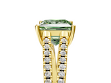 Yellow gold Fancy Green Princess  Solitaire Split Shank Pavé Diamond Engagement Ring_5