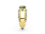 Yellow gold Fancy Green Princess  Solitaire Split Shank Pave Diamond Ring_31
