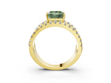 Yellow gold Fancy Green Princess  Solitaire Split Shank Pave Diamond Ring_32