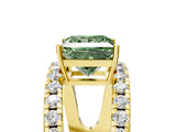 Yellow gold Fancy Green Princess  Solitaire Split Shank Pave Diamond Ring_34