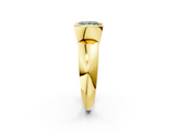 Yellow gold Fancy Green Princess  Solitaire Tension Set Diamond Ring with Wide Band_2