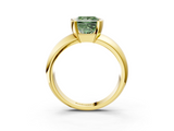 Yellow gold Fancy Green Princess  Solitaire Tension Set Diamond Ring with Wide Band_3