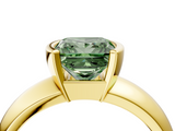 Yellow gold Fancy Green Princess  Solitaire Tension Set Diamond Ring with Wide Band_4