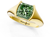 Yellow gold Fancy Green Princess  Solitaire Tension Set Diamond Ring_1