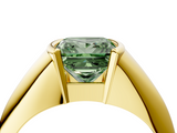 Yellow gold Fancy Green Princess  Solitaire Tension Set Diamond Ring_4