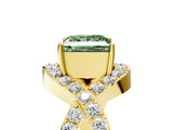 Yellow gold Fancy Green Princess  Solitaire Twist Band Pavé Diamond Engagement Ring_37