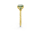 Yellow gold Fancy Green Princess  Solitaire Twist Band Ring with Four-Prong Setting_67