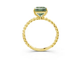 Yellow gold Fancy Green Princess  Solitaire Twist Band Ring with Four-Prong Setting_68