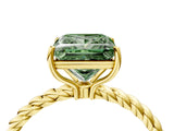Yellow gold Fancy Green Princess  Solitaire Twist Band Ring with Four-Prong Setting_69