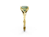 Yellow gold Fancy Green Princess  Solitaire Twist Band Six-Prong Setting 2