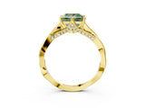 Yellow gold Fancy Green Princess  Solitaire Twist Band Six-Prong Setting 3