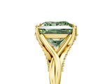 Yellow gold Fancy Green Princess  Solitaire Twist Band Six-Prong Setting 5