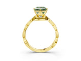 Yellow gold Fancy Green Princess  Solitaire Twist Band with Leaf Prong Setting 4
