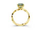 Yellow gold Fancy Green Princess  Solitaire Twist Band with Pavé Accents and Four-Prong Setting_23