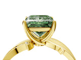 Yellow gold Fancy Green Princess  Solitaire Twist Band with Pavé Accents and Four-Prong Setting_24