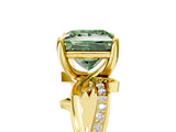 Yellow gold Fancy Green Princess  Solitaire Twist Band with Pavé Accents and Four-Prong Setting_25