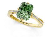Yellow gold Fancy Green Princess  Solitaire Twist Band with Pavé Diamonds and Four-Prong Setting_47