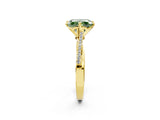 Yellow gold Fancy Green Princess  Solitaire Twist Band with Pavé Diamonds and Four-Prong Setting_48