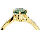 Yellow gold Fancy Green Princess  Solitaire Twist Band with Pavé Diamonds and Four-Prong Setting_50