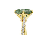 Yellow gold Fancy Green Princess  Solitaire Twist Band with Pavé Diamonds and Four-Prong Setting_51