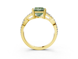 Yellow gold Fancy Green Princess  Solitaire Twist Band with Pavé Setting and Four-Prong Setting_3