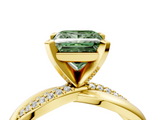 Yellow gold Fancy Green Princess  Solitaire Twist Band with Pave Prong Setting_4