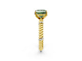 Yellow gold Fancy Green Princess  Solitaire Twisted Band Prong Set Engagement Ring_50
