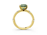Yellow gold Fancy Green Princess  Solitaire Twisted Band Prong Set Engagement Ring_51
