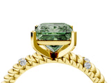 Yellow gold Fancy Green Princess  Solitaire Twisted Band Prong Set Engagement Ring_52