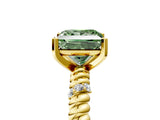 Yellow gold Fancy Green Princess  Solitaire Twisted Band Prong Set Engagement Ring_53